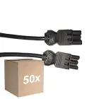 Voordeelpak 50x Noxion GST - Compatibel Verlengkabel Zwart - Mannelijk + Vrouwlijk - 2m - 3 pole 1,5mm2